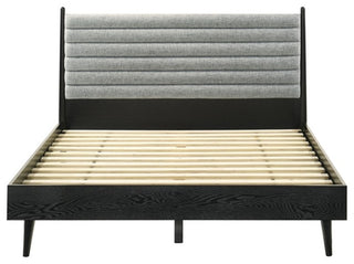 Armen Living Artemio Queen Platform Wood Bed Frame with Slim Track Arms in Black