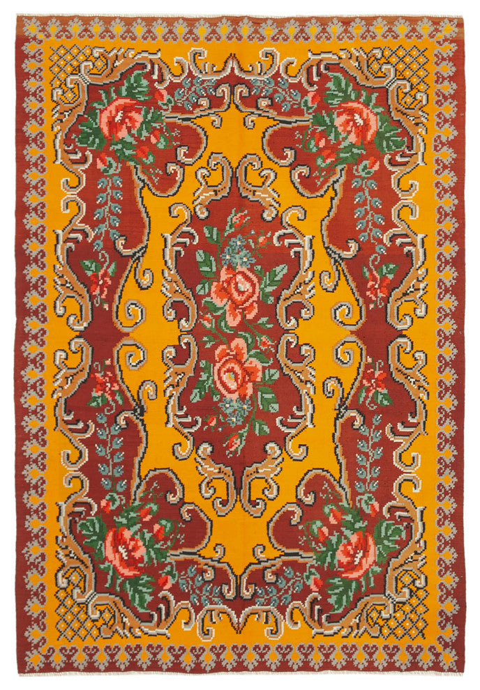 Rug N Carpet - Handmade Moldovan 6' 4'' x 9' 0'' Vintage Floral Kilim Rug
