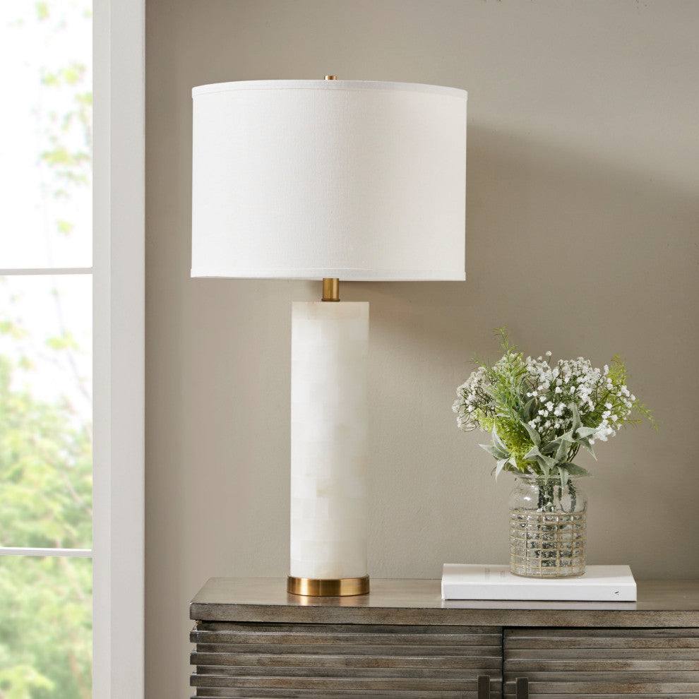 Ink+Ivy Prague Alabaster Table Lamp White/Gold