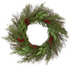 Nearly Natural NN4362 20" Cedar and Ruscus With Berries Artificial Wreath