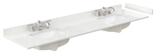 Maroni 80" Light Straw Double Vanity, White Quartz Top, 3-Hole, Black Trim