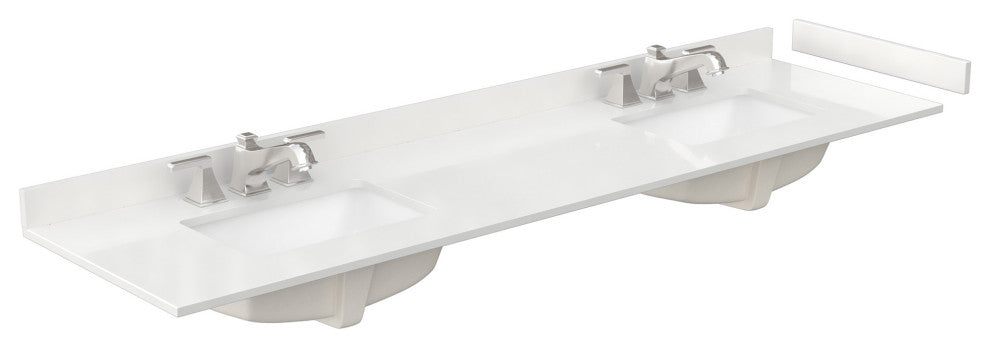 Maroni 80" Light Straw Double Vanity, White Quartz Top, 3-Hole, Black Trim
