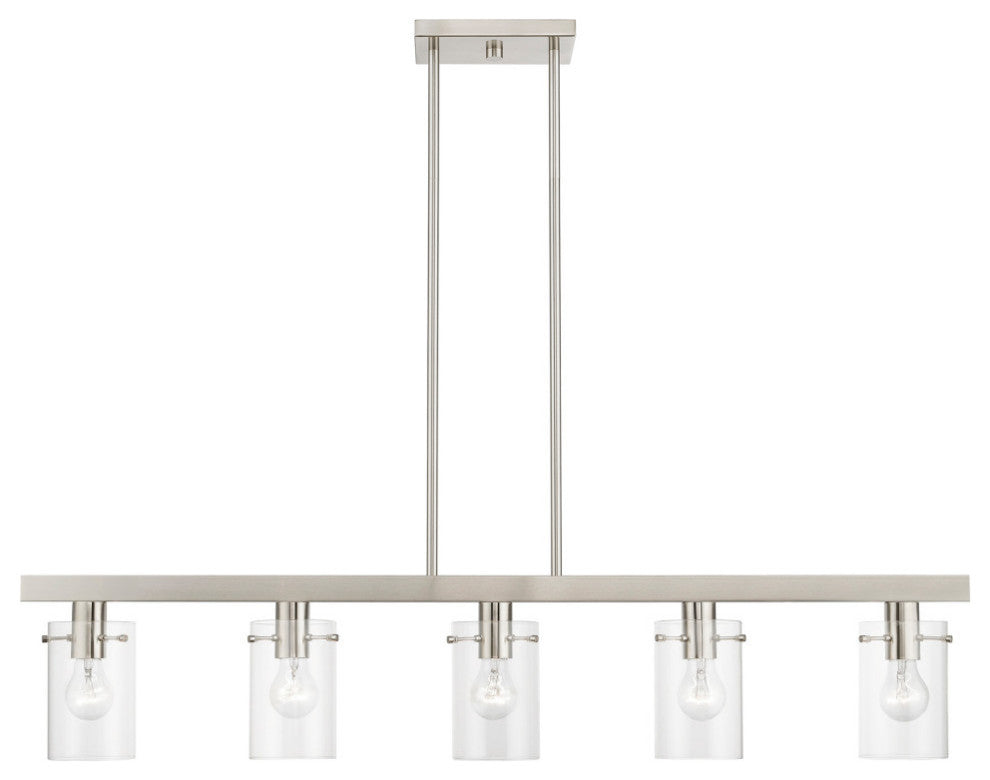 Munich 5 Light Brushed Nickel Linear Chandelier