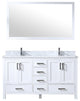 60" Double Vanity With Carrera Marble Top, Sink and 58" Mirror