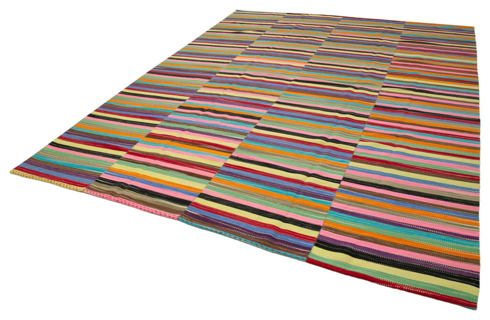 Rug N Carpet - Handmade Turkish 9' 9'' x 12' 9'' Modern Design Wool Kilim Rug