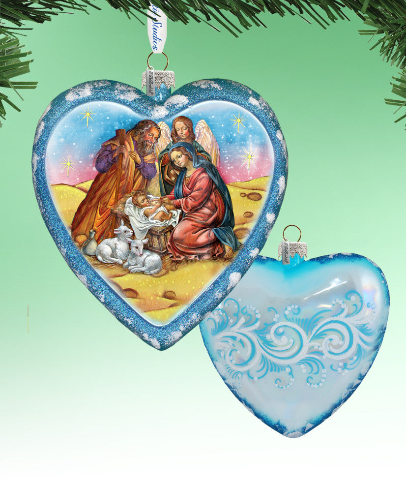 Hand Painted Scenic Glass Ornament Limited Edition Nativity