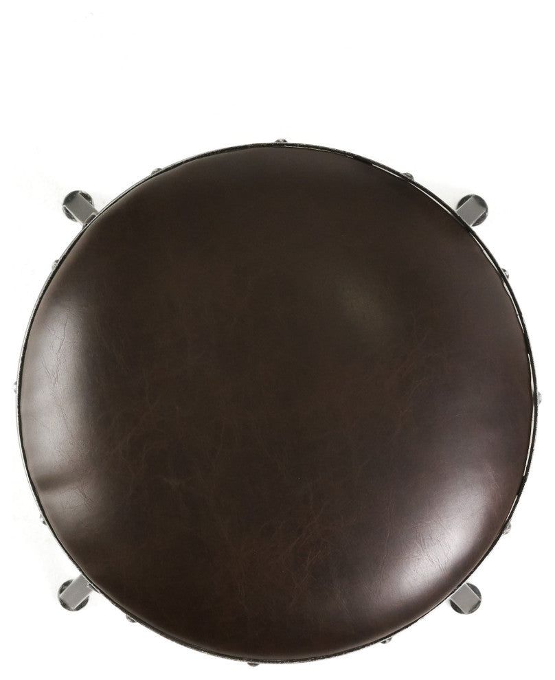GDF Studio Dempsey Swivel Adjustable Bar Stool, Brown Leather