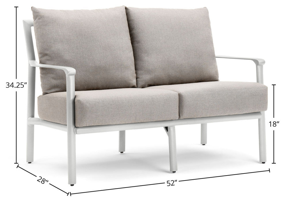 Aspen Cushion Outdoor Resort-Grade Loveseat, Light Gray