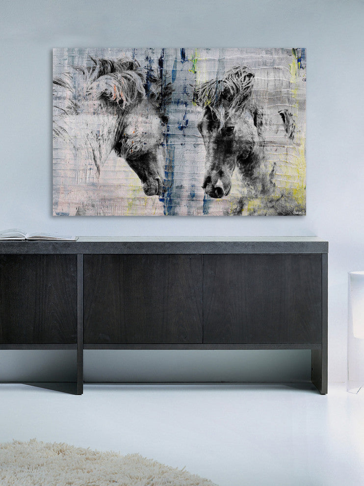 "Facing Horses" Painting Print on Wrapped Canvas, 60"x40"
