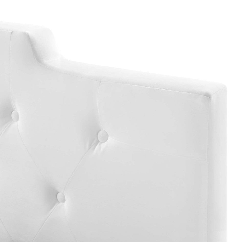 Tufted Headboard, Full Queen Size, Velvet, White, Modern Contemporary, Bedroom