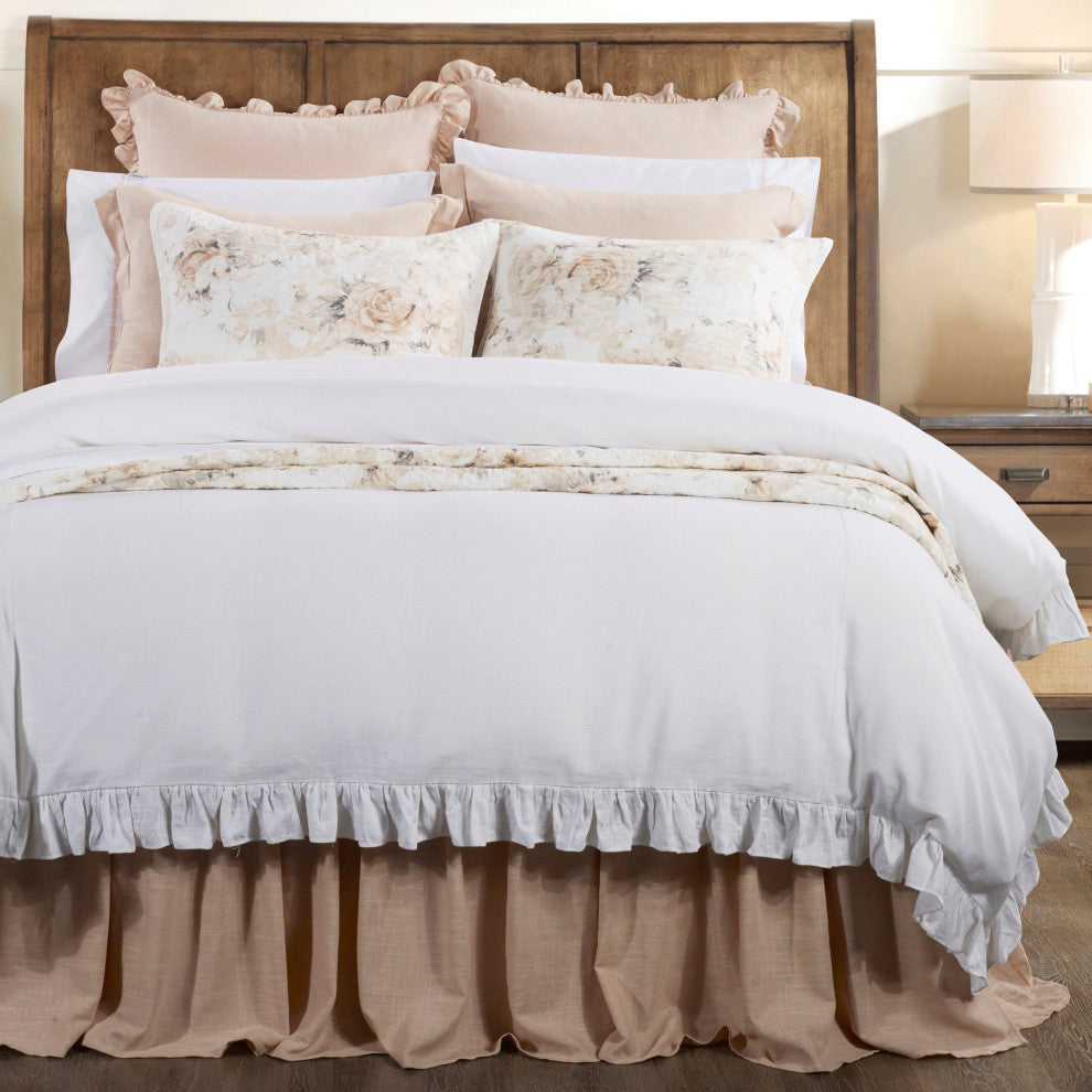 Lily Washed Linen Duvet Set, 3 Piece, White, Queen