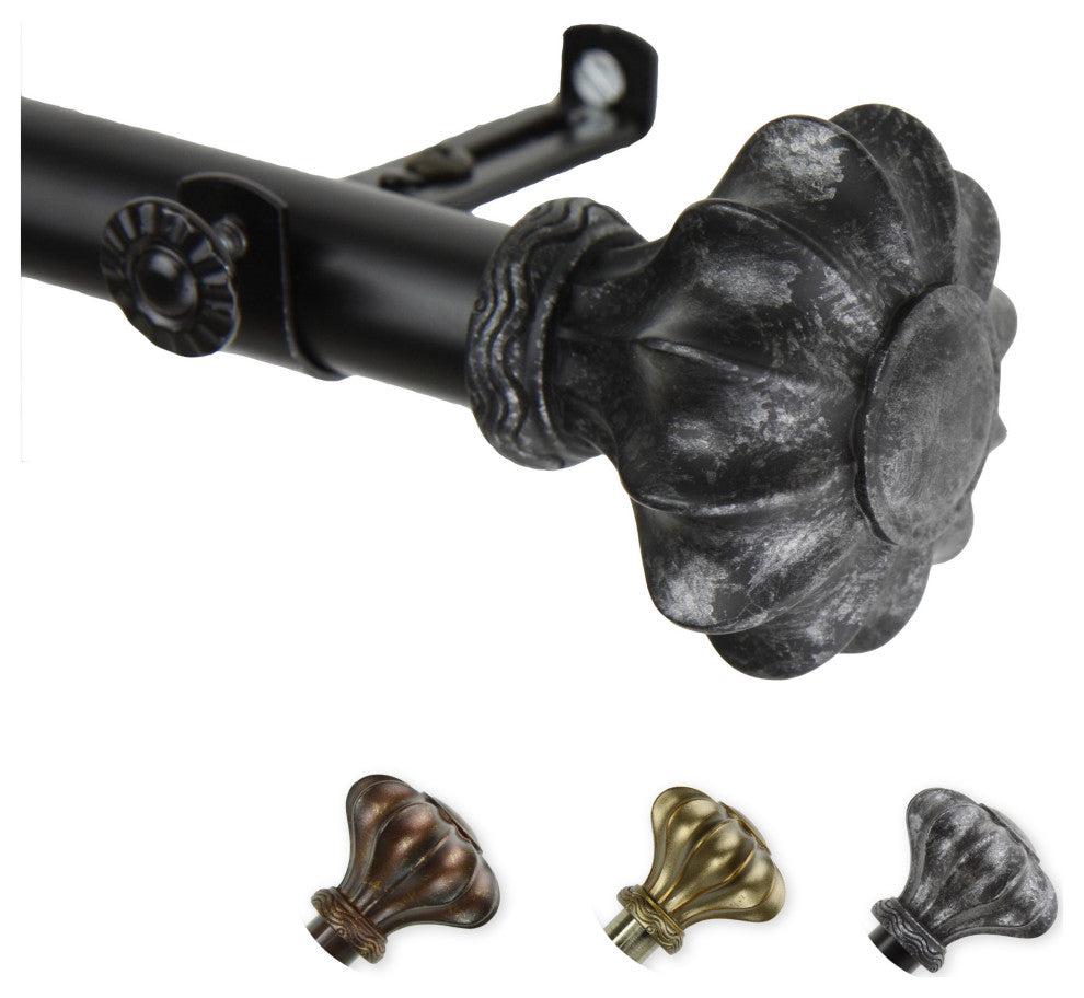 Maurice 13/16 inch dia. Curtain Rod, Black, 66-120"