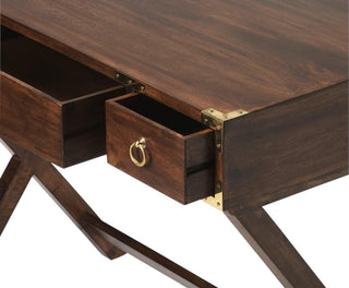Modern Campaign Writing Desk, Walnut Finish