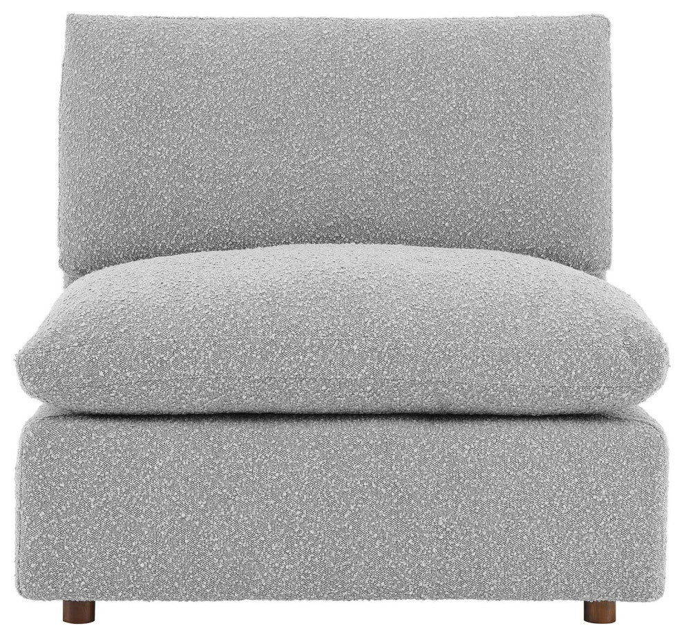 Commix Down Filled Overstuffed Boucle Fabric Armless Chair, Light Gray