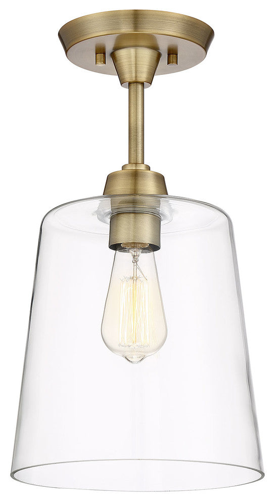 1-Light Semi-Flush Mount, Natural Brass
