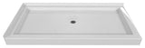 Valley Acrylic Double Threshold Acrylic Center Drain Shower Base 60", White, 60"