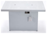 LeisureMod Chelsea Patio Aluminum Propane 44" Fire Pit Table, White