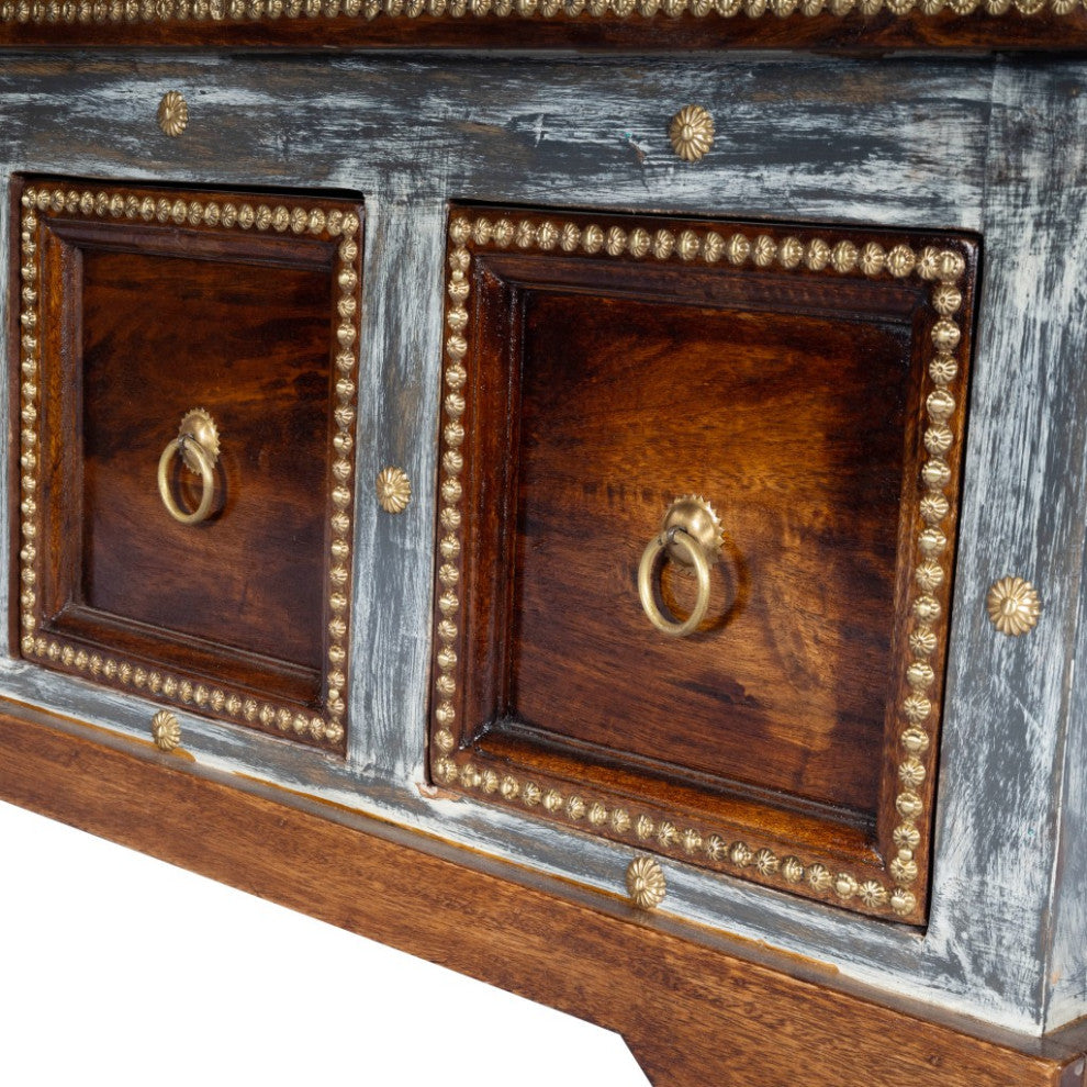 Wood and Hand Painted Storage Coffee Table