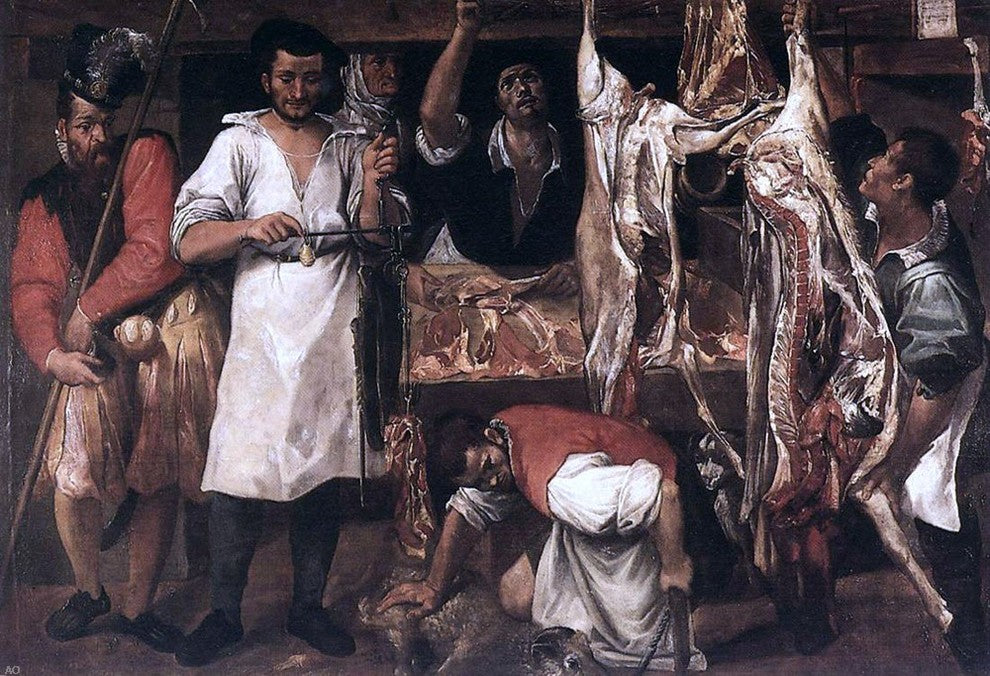 Annibale Carracci Butcher's Shop, 18"x27" Wall Decal