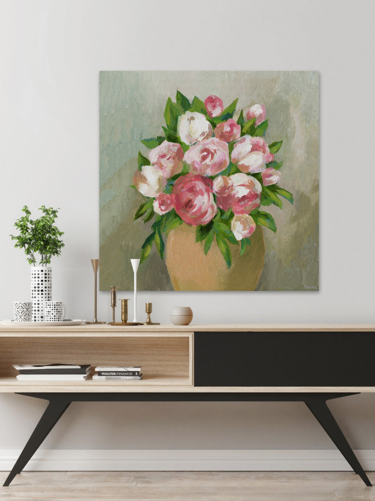 "Rose Pot" Painting Print on Wrapped Canvas, 24"x24"