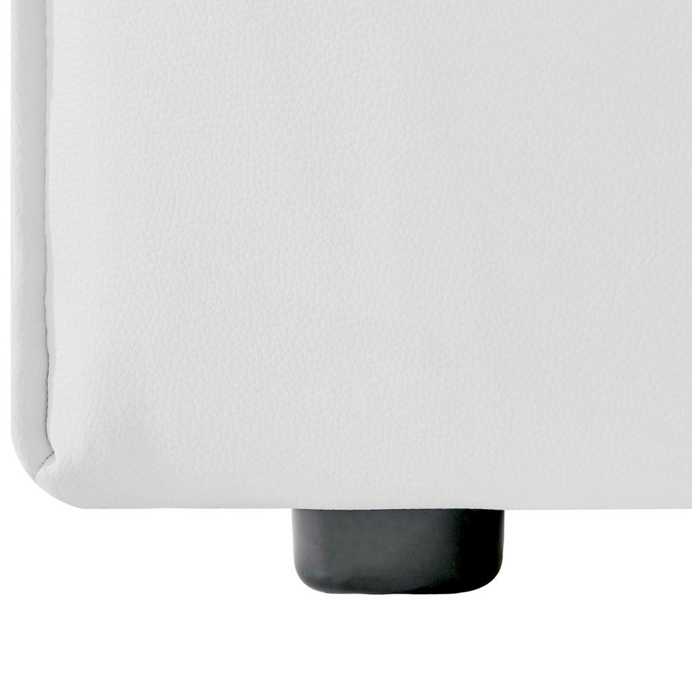 Sofa Middle Chair, Faux Vegan Leather, White, Modern, Living Lounge Hospitality