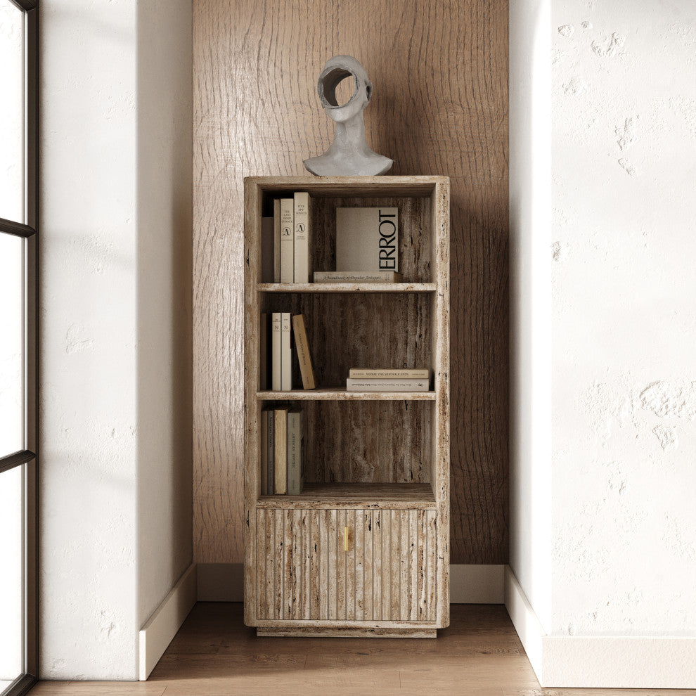 Nova Domus Roma Modern Travertine, Gold Bookcase