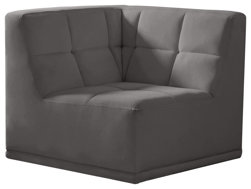 Relax Velvet Upholstered Corner Chair, Grey
