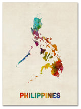 Michael Tompsett 'Philippines Watercolor Map' Canvas Art, 19"x14"