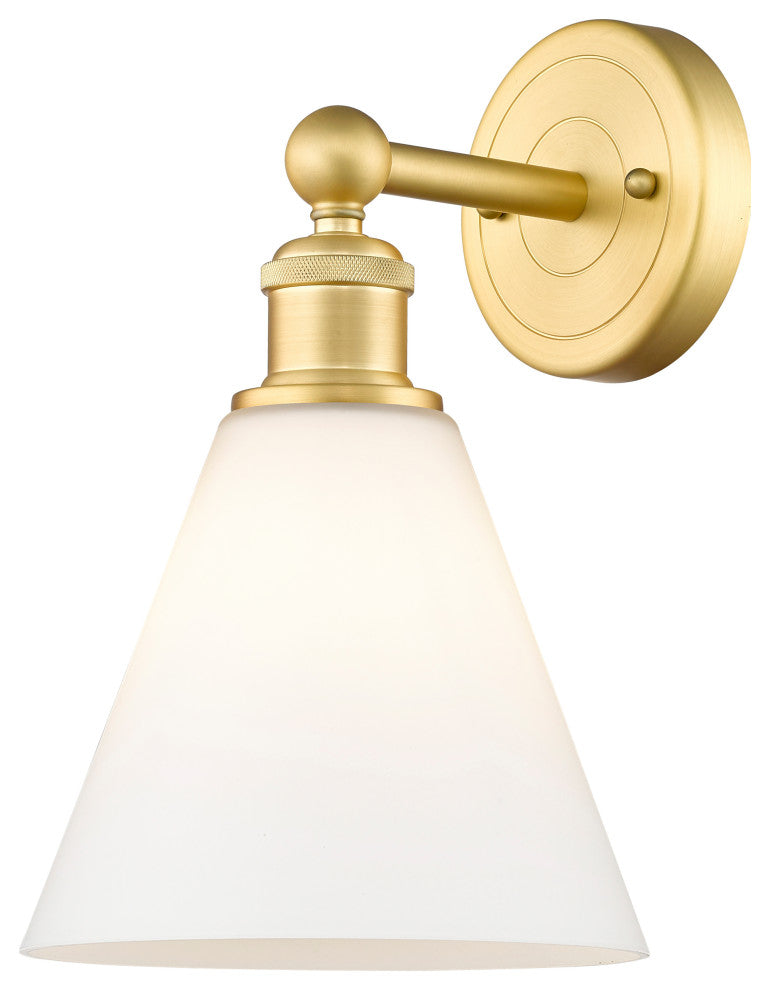 Berkshire 1-Light 8" Sconce, Satin Gold Finish, Matte White Shade