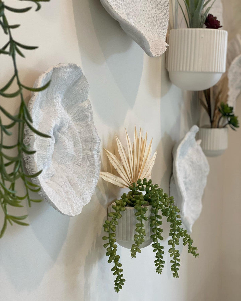 Abstract Antiqued White Coral Sea Shell Sculpture Disc Wall Art, 4-Piece