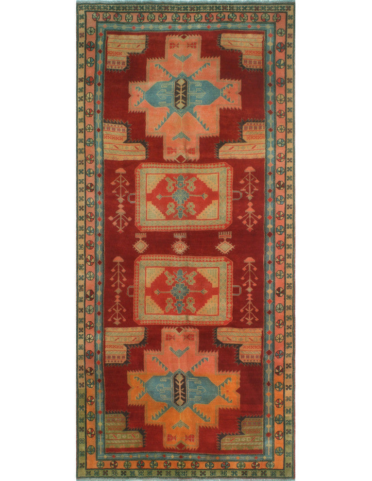 Fine Vintage Distressed Dadbeh Red/Orange Runner, 4'11x10'4