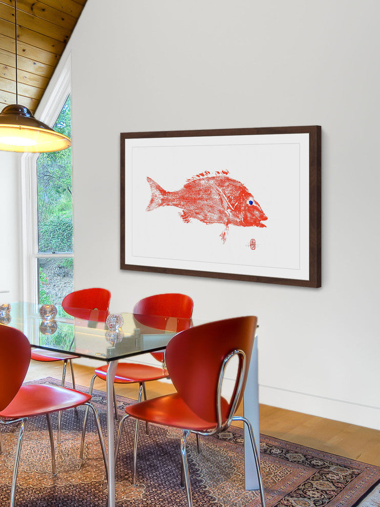 "Big Red Fish" Framed Painting Print, 24"x16"