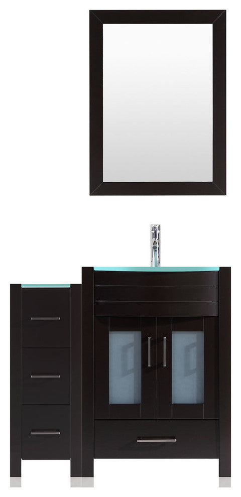 42" Black Vanity, 30" Single Sink Base, Single 12 Drawer Base, LV3-C2-42-B