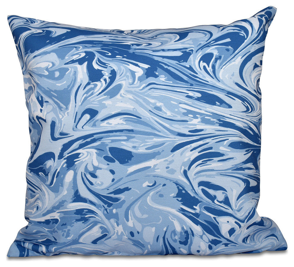 M?lange, Geometric Outdoor Pillow, Blue, 18"x18"