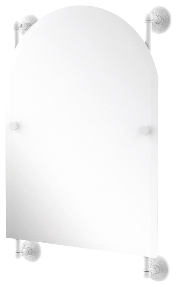 Monte Carlo Arched Top Frameless Rail Mounted Mirror, Matte White
