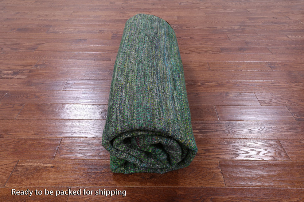 10' Round Hand Knotted Super Savannah Gabbeh Wool and Silk Rug Q8637