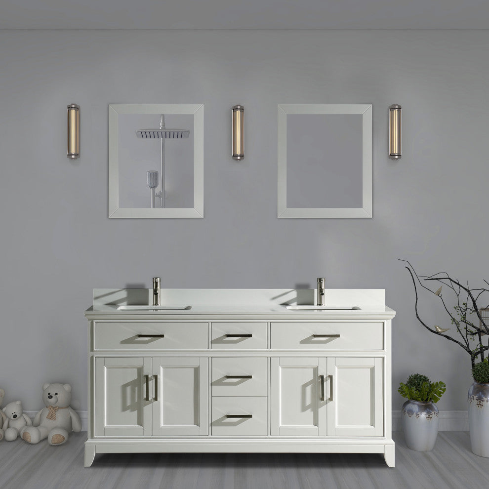 Bathroom Vanity Set With Engineered Marble Top, 72"