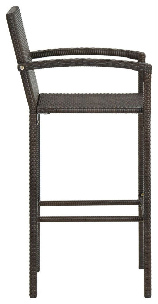 Vidaxl Bar Stools, Set of 2, Brown Poly Rattan