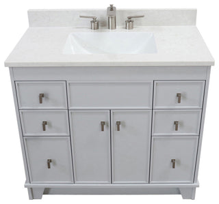 39" Single Sink Vanity, French Gray Finish With Engineered Stone Top