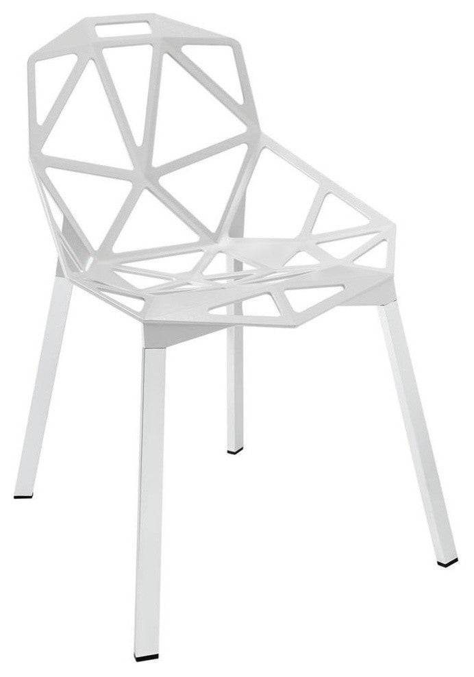 Modern White Connections Dining Side Chair