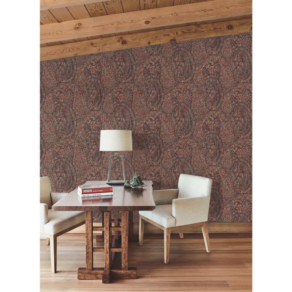 Kashmir Dreams Paisley Wallpaper, Red