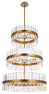 Home Living 36" 3 Tiers Crystal Round Chandelier Light, Satin Gold