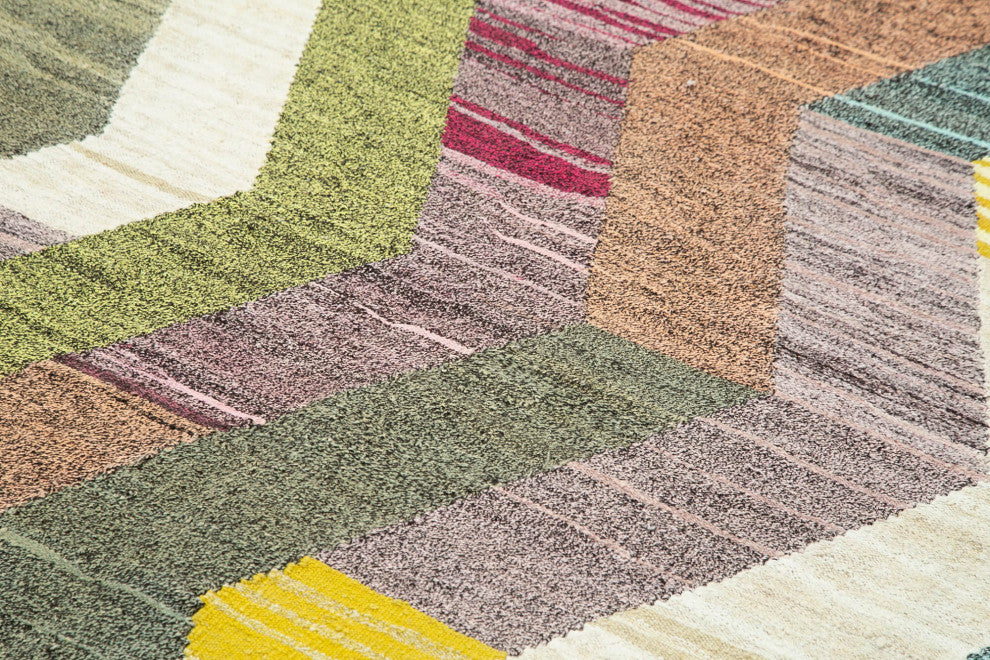 Rug N Carpet - Handmade Turkish 6' 11'' x 9' 10'' Modern Design Wool Kilim Rug