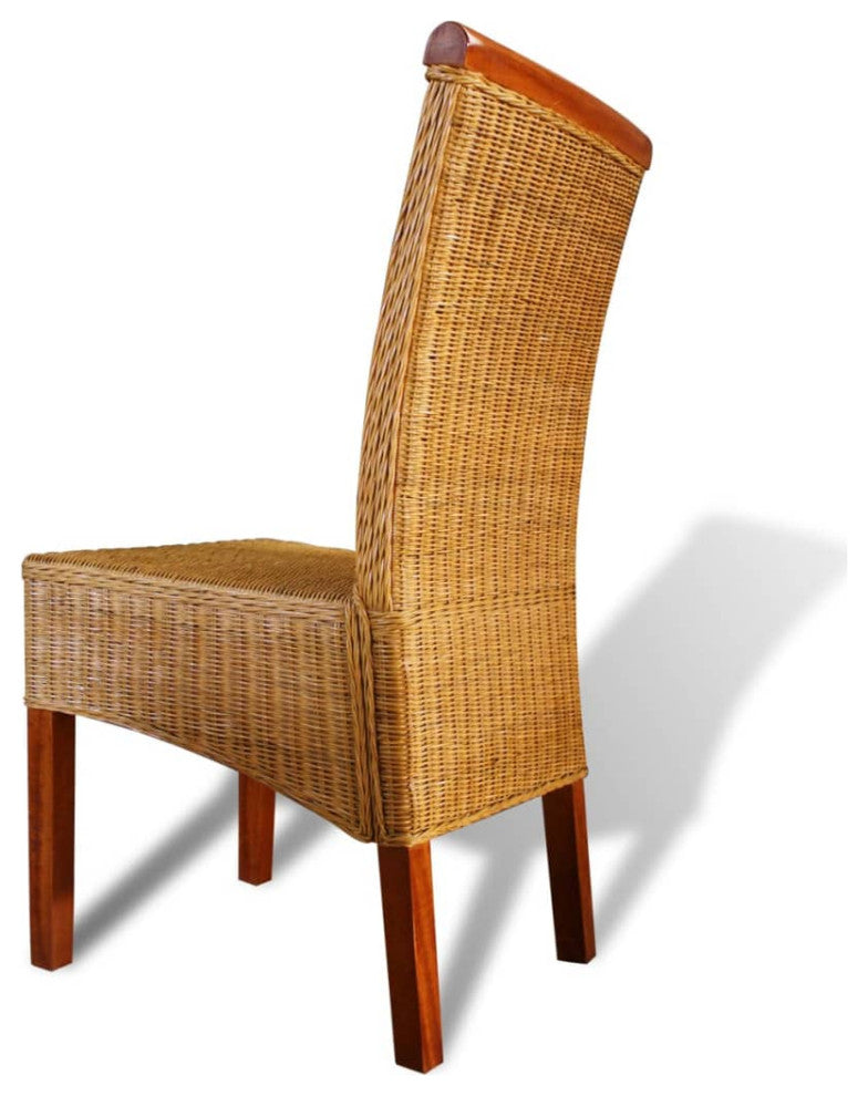 vidaXL Dining Chairs 6 pcs Brown Natural Rattan