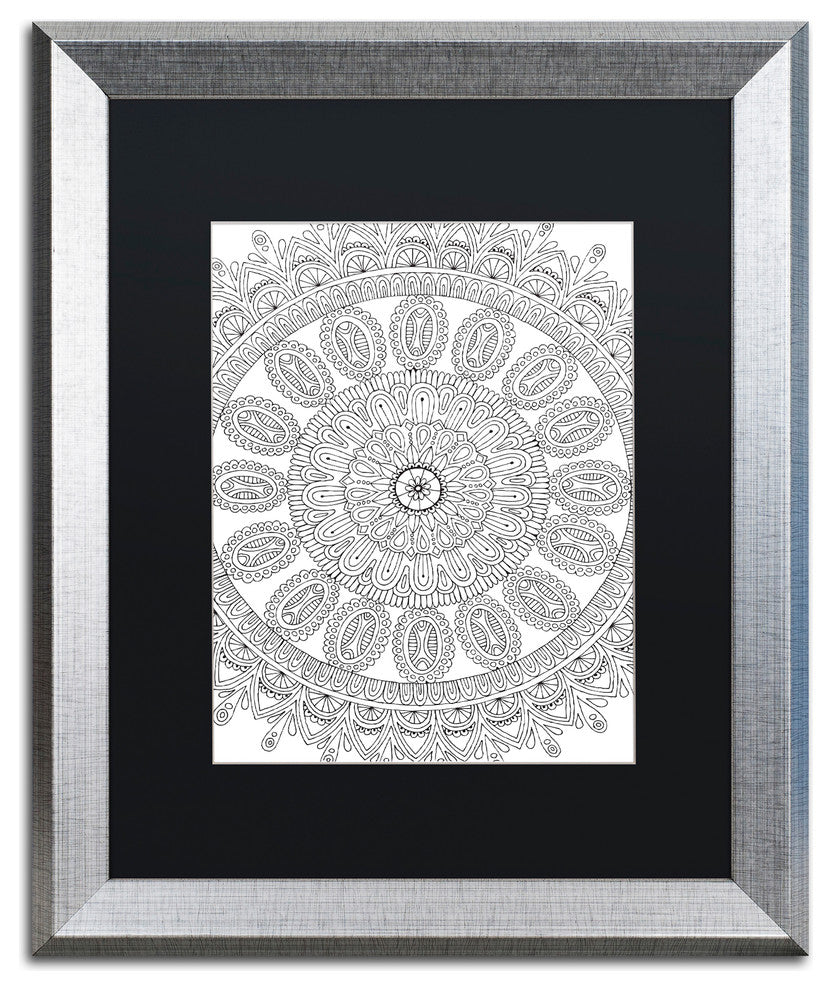 Hello Angel ''Mandala '' Art, Silver Frame, Black Mat, 20x16