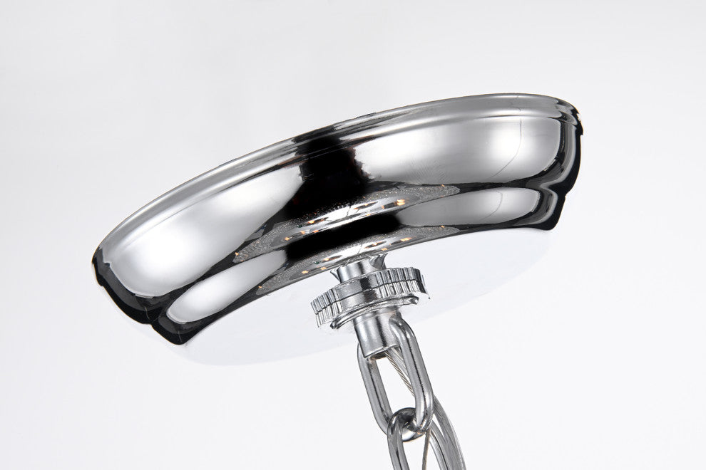 Taylor 5-Light Chrome White Threaded Drum Shade Crystal  Glam Chandelier
