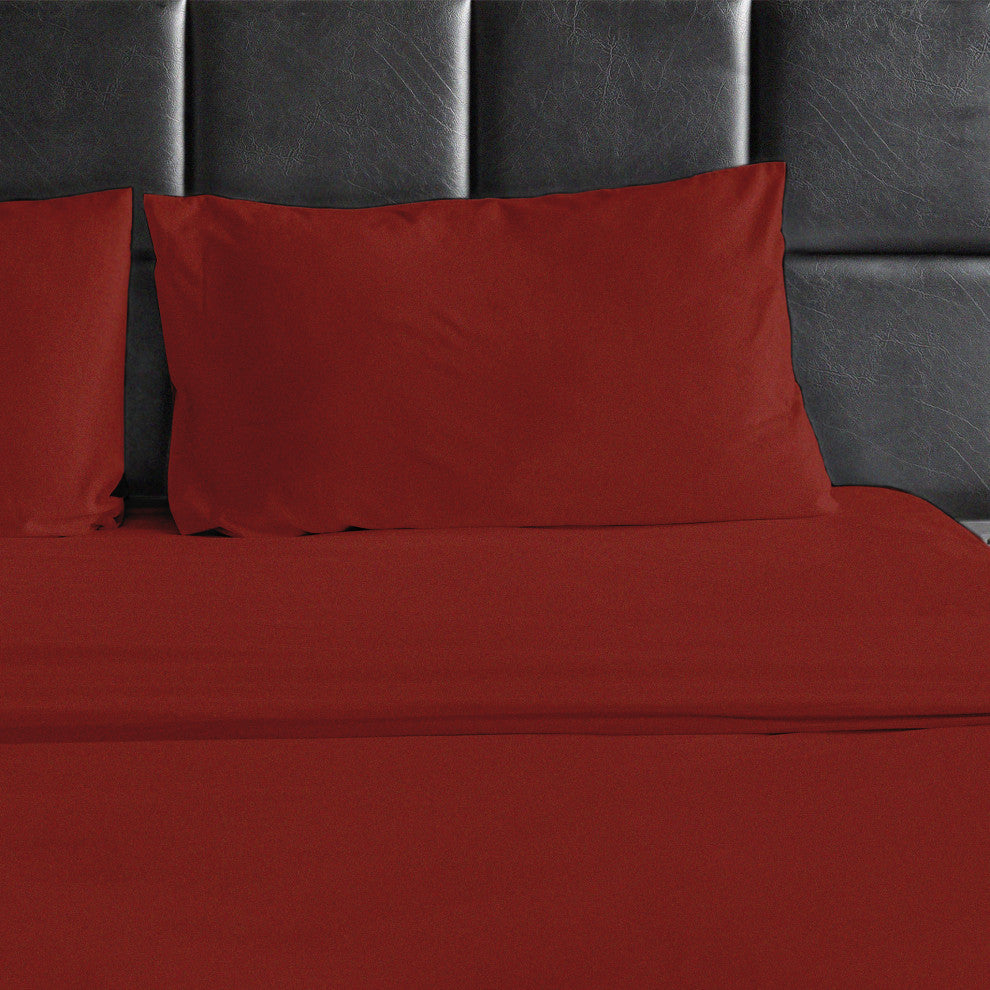 Bluff City Bedding, 1800 Thread Count 4-Piece Set, Red, Twin/Twin Xl