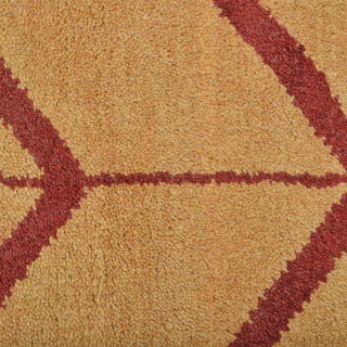 Hand Knotted Wool Area Rug Geometric Gold Red