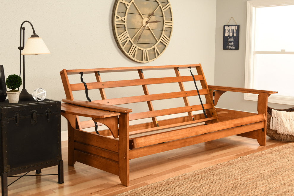 Mesa Frame Futon With Barbados Finish, Suede Peat