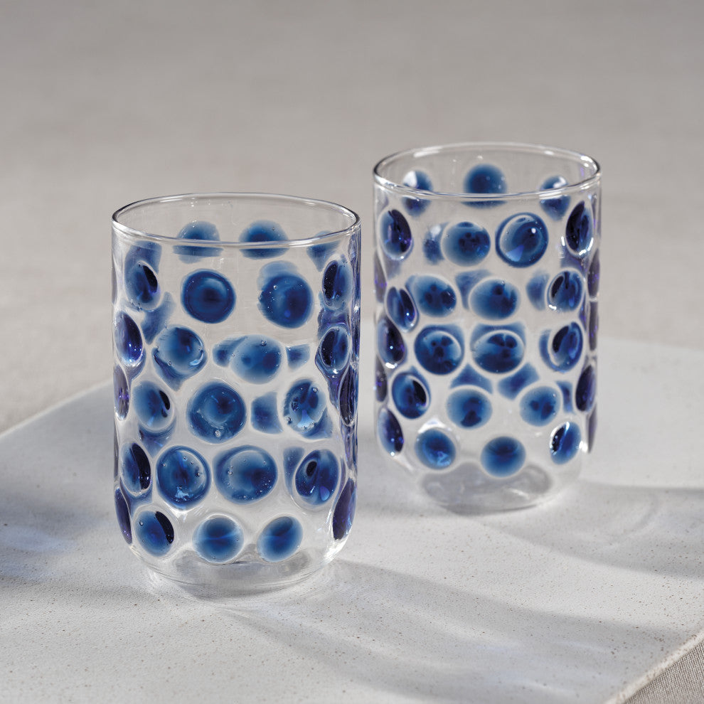 Abbeville Blue Glass Tumblers, Set of 4